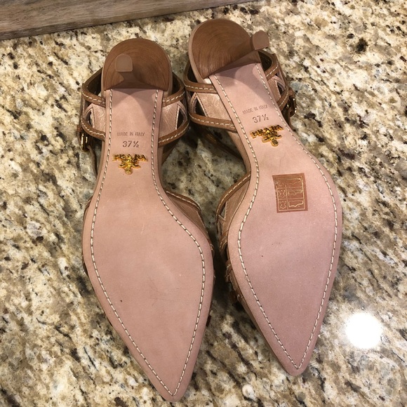 RARE‼️ Prada Laser Cut Ankle Strap Pumps in Tan Leather 37.5 - Picture 12 of 12